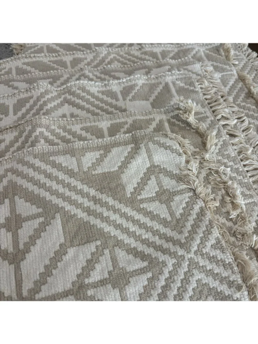 Vintage Placemats Set 6 Country White Tab Beige Tassels Table Decor Stars Woven
